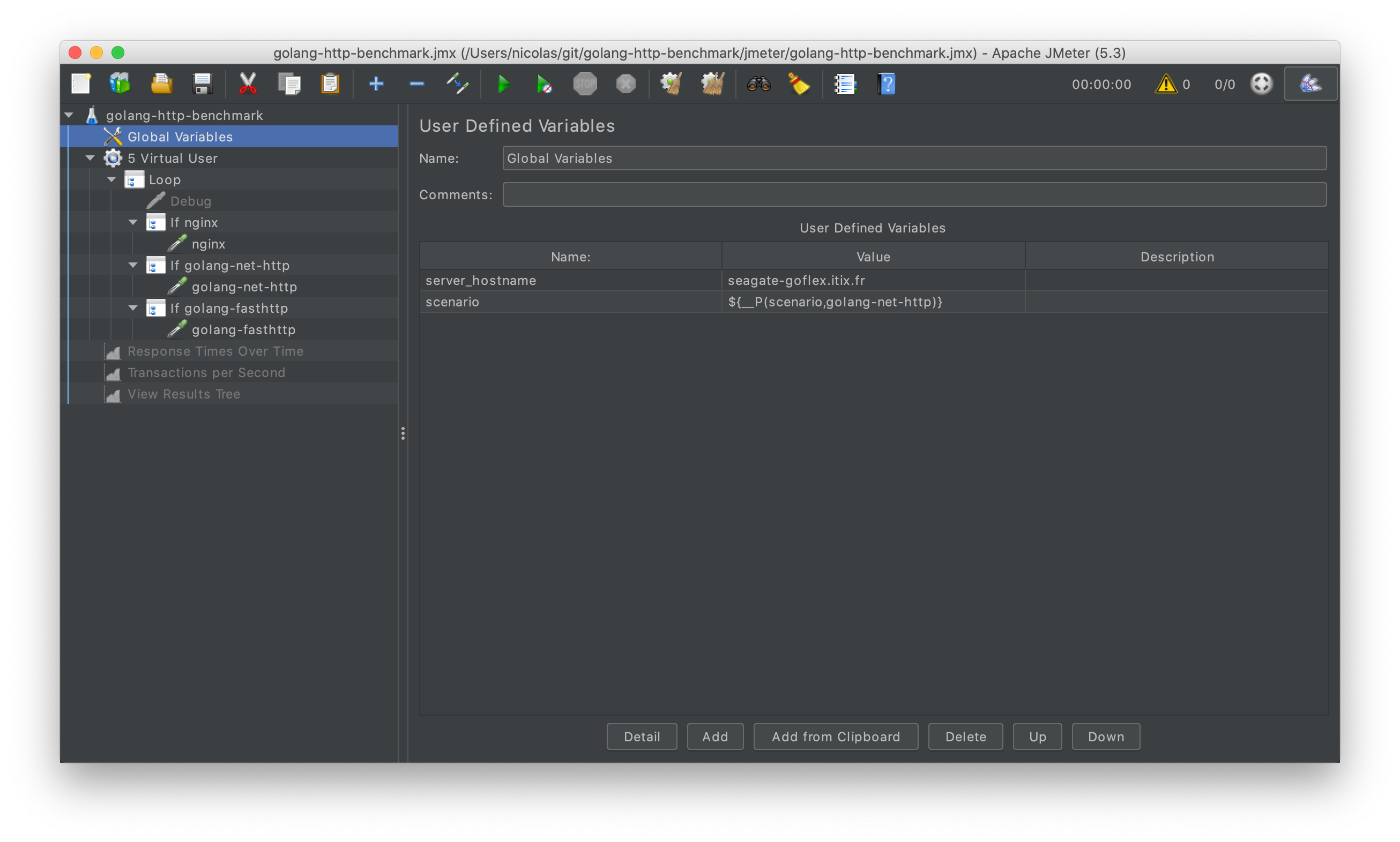 JMeter User Defined Variables