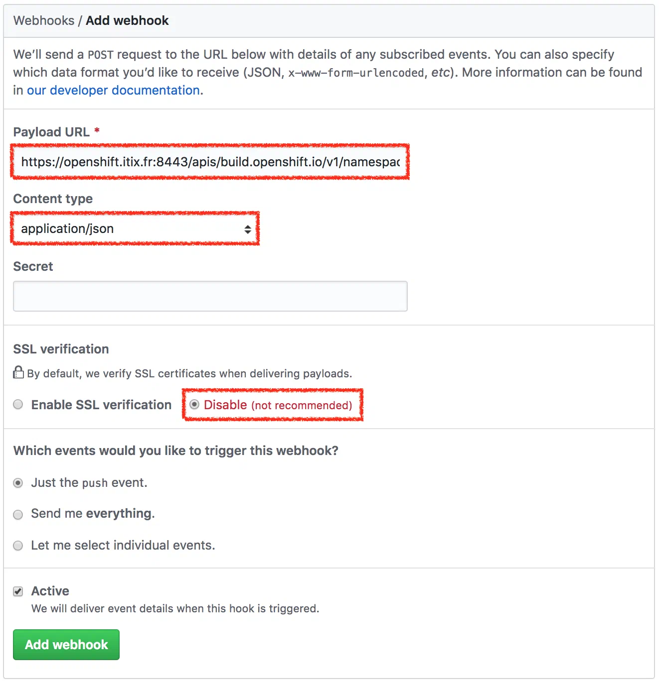 The GitHub webhook.